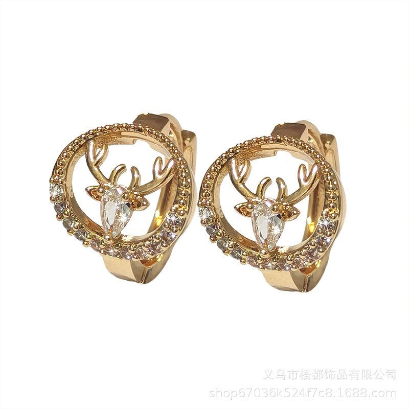 Damen Ohrringe Creole Gold mit Zirkonia in Kupferfassung, luxuriös  raffiniert6
