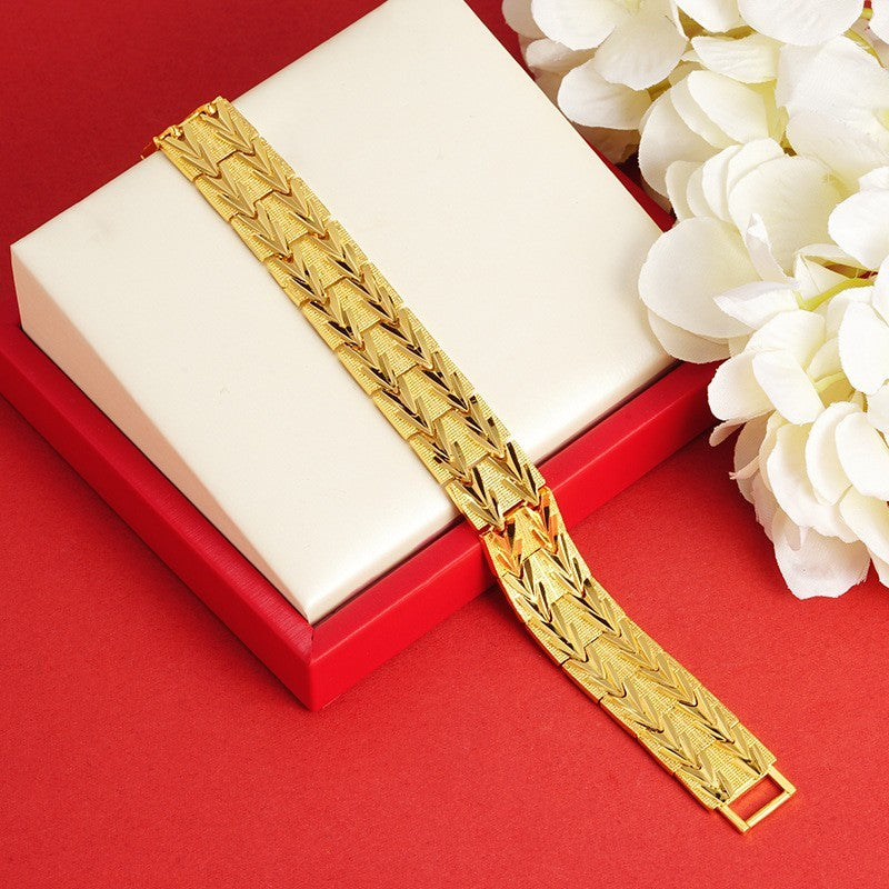 Damen Herren Armband Gold Panzerkettenarmband Vietnamesisches, vergoldetes 21cm10