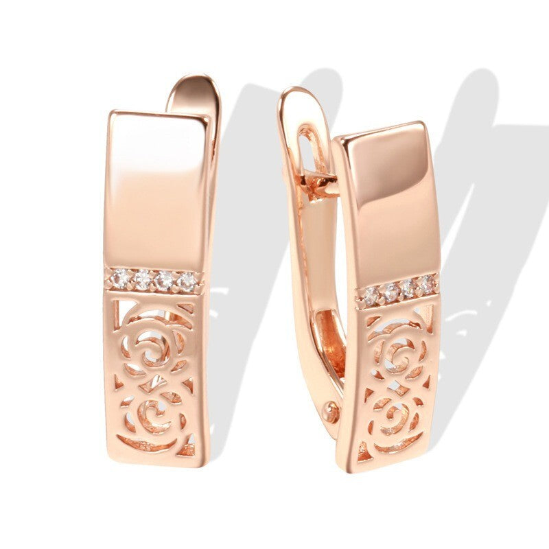 Luxus Ohrringe 585 Rolled Roségold überzogen mit CZ für Damen Geschenk4