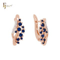 Damen Ohrringe blaue und weiße Blumen mit Zirkonia in Roségold (vergoldet)0