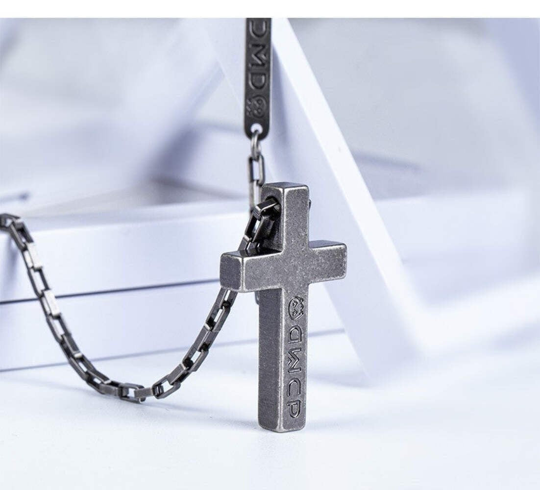 Titanstahl Kreuz Halskette in Retro - Silber Farbe9