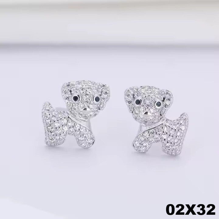 Damen Mädchen Welpen Ohrstecker Ohrringe 925 Sterling Silber Hypoallergene Ohr0