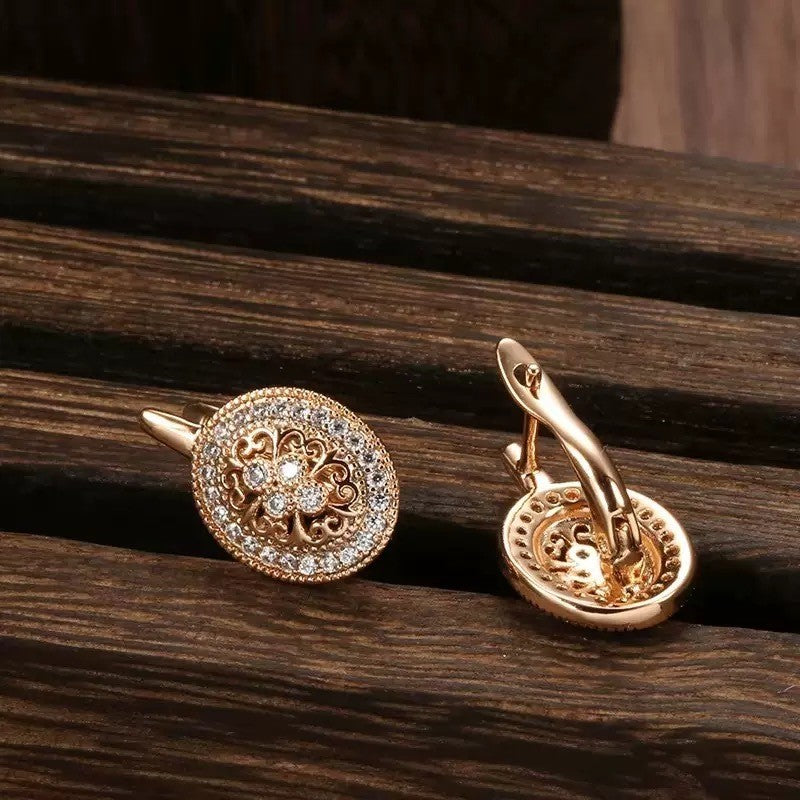 Luxus Damen Ohrringe Rosegold, vergoldet, mit simulierten Diamanten, Oval Forme8