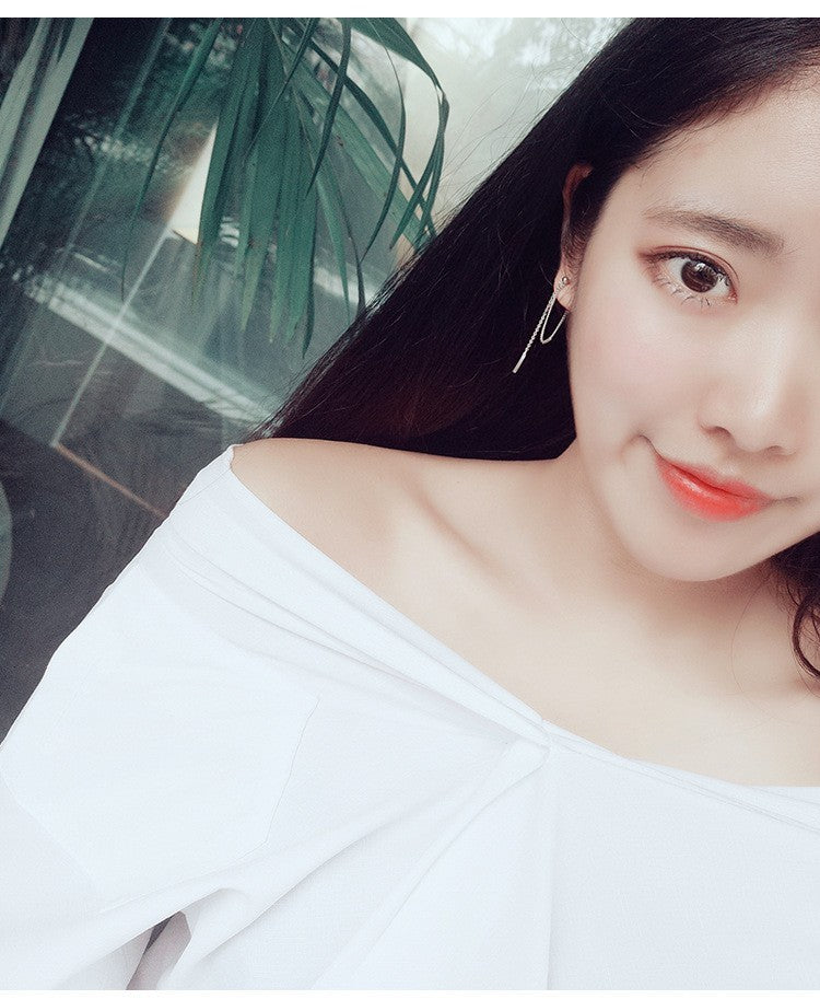 Ohrringe Ohrstecker aus 925er Sterlingsilber, schlichte Ohrstecker mit Quastenve5