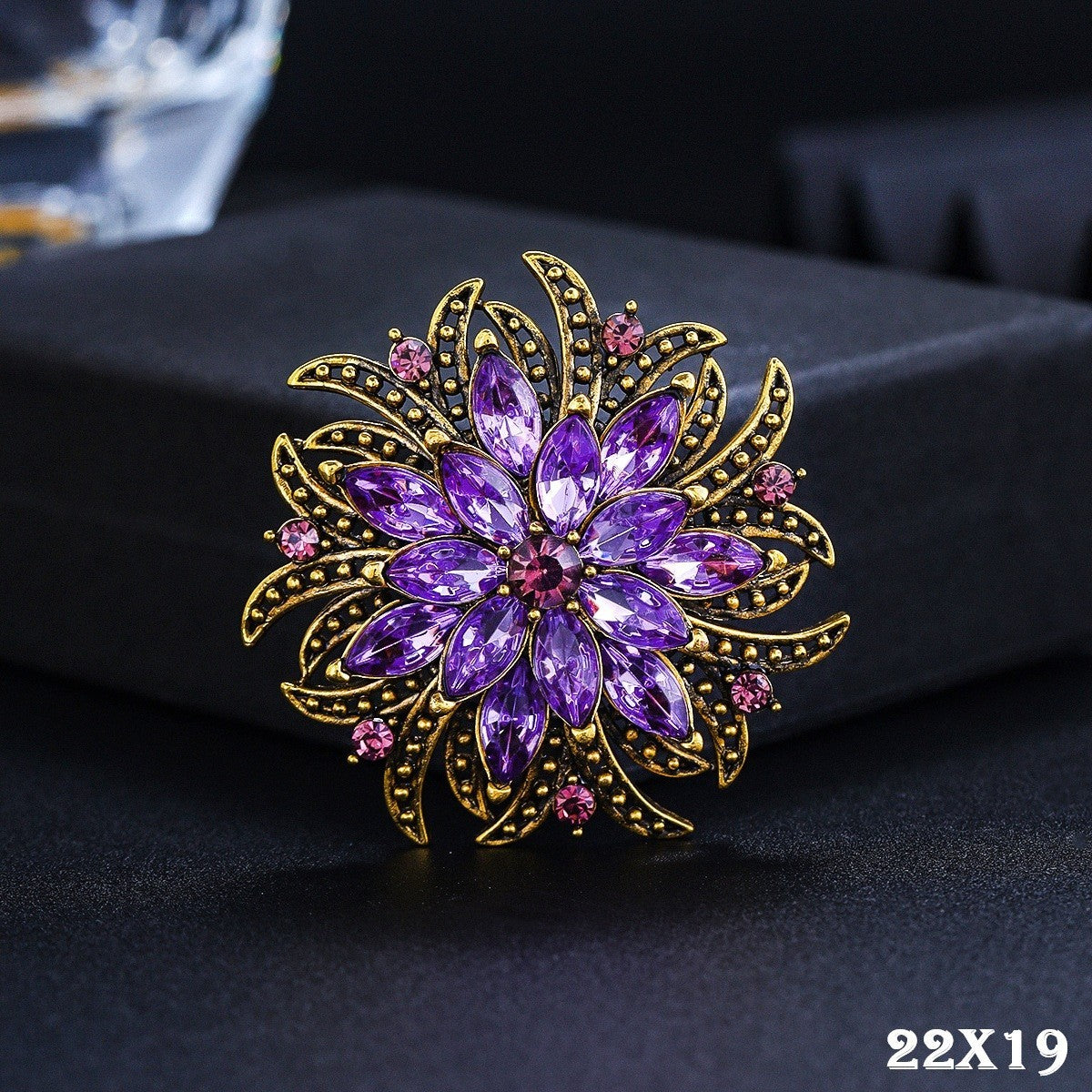 Damen Brosche Blumen Kristallglas Luxus elegant für Anzugjacke Schmuck1