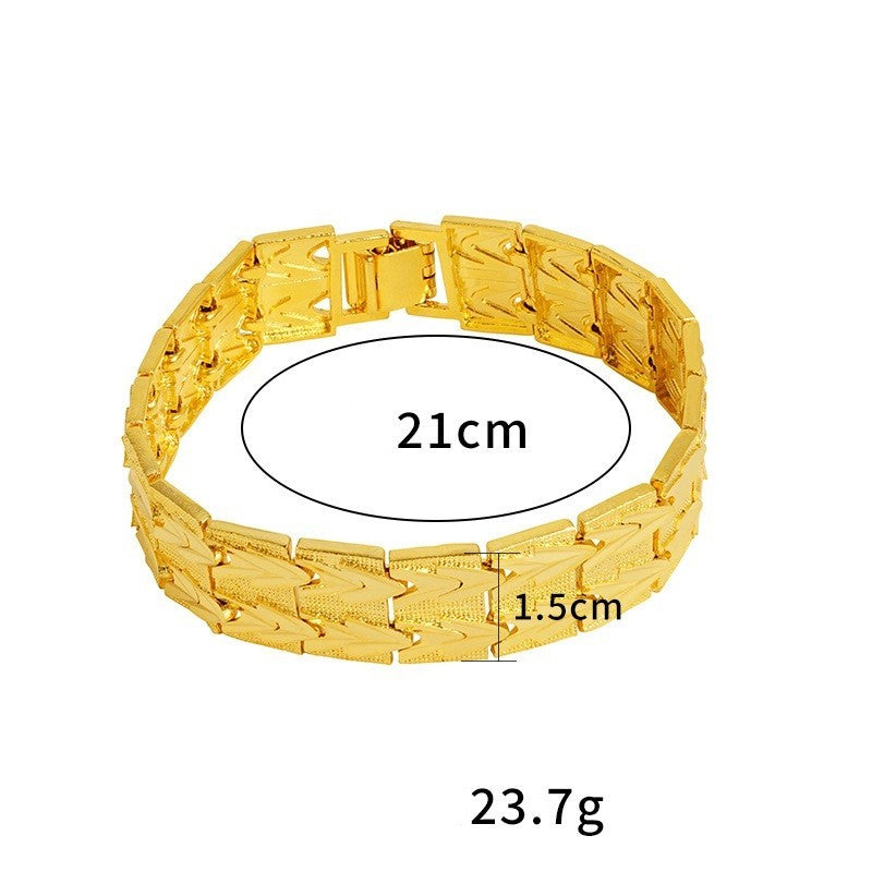 Damen Herren Armband Gold Panzerkettenarmband Vietnamesisches, vergoldetes 21cm8