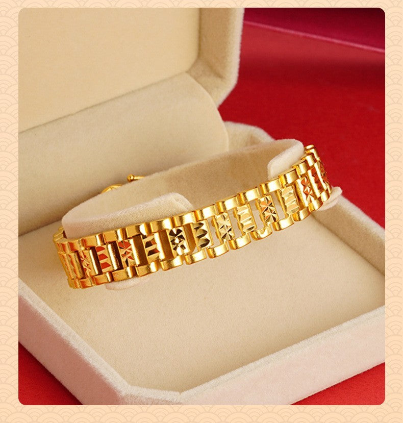 Luxus Armband Gold SandgoldArmband mit Tankkette, breite Ausführung für Damen u9