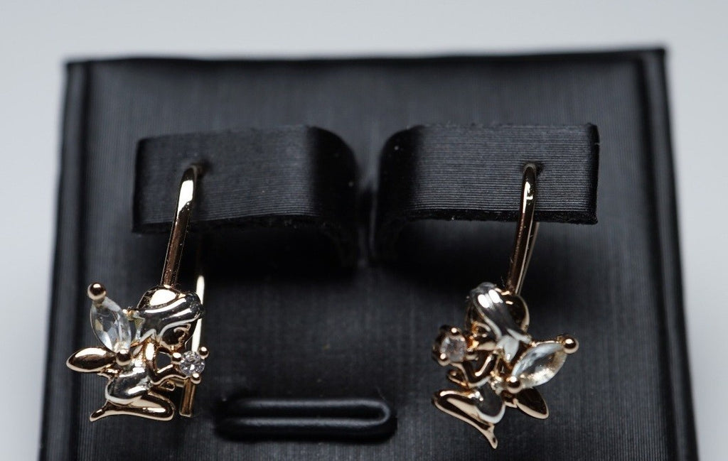 Baby-Engel-Ohrringe mit Drahthaken in zweifarbiger Vergoldung (vergoldet)0