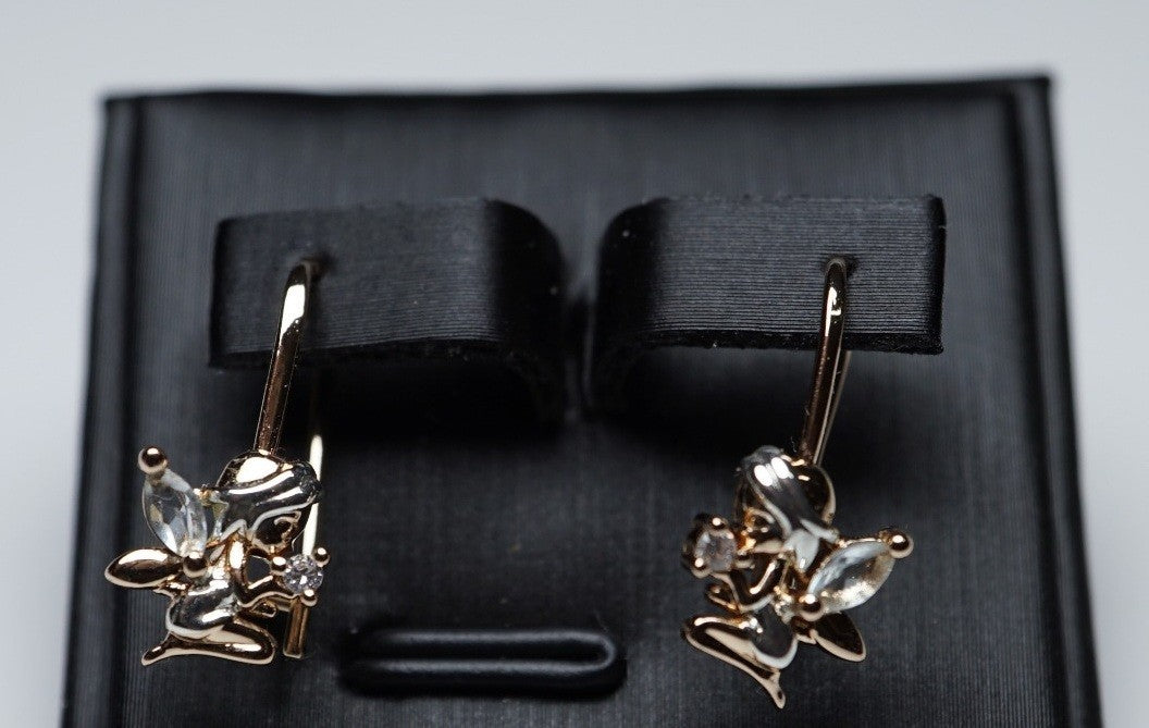 Baby-Engel-Ohrringe mit Drahthaken in zweifarbiger Vergoldung (vergoldet)0