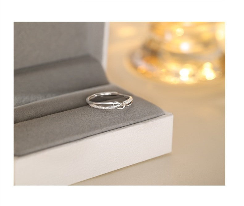 Damen Ring 925 Sterling Silber, leichtes LuxusNischendesign, modisch, verstellb1