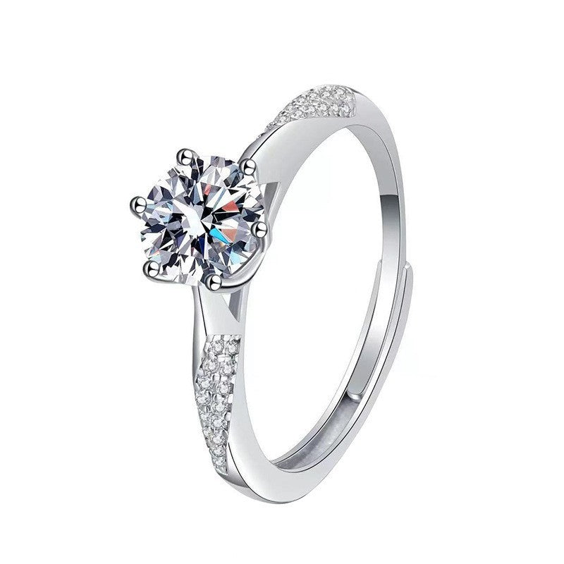 925S Silber Damen Ring, doppelseitiger Diamant1 Karat ZirkonRing, Luxusring4