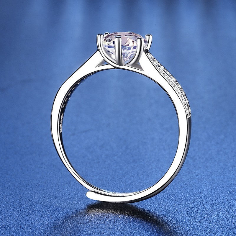 925er Sterlingsilber Damen Ring, 1Karat Zirkon, Star QueenRing offener Diamant6