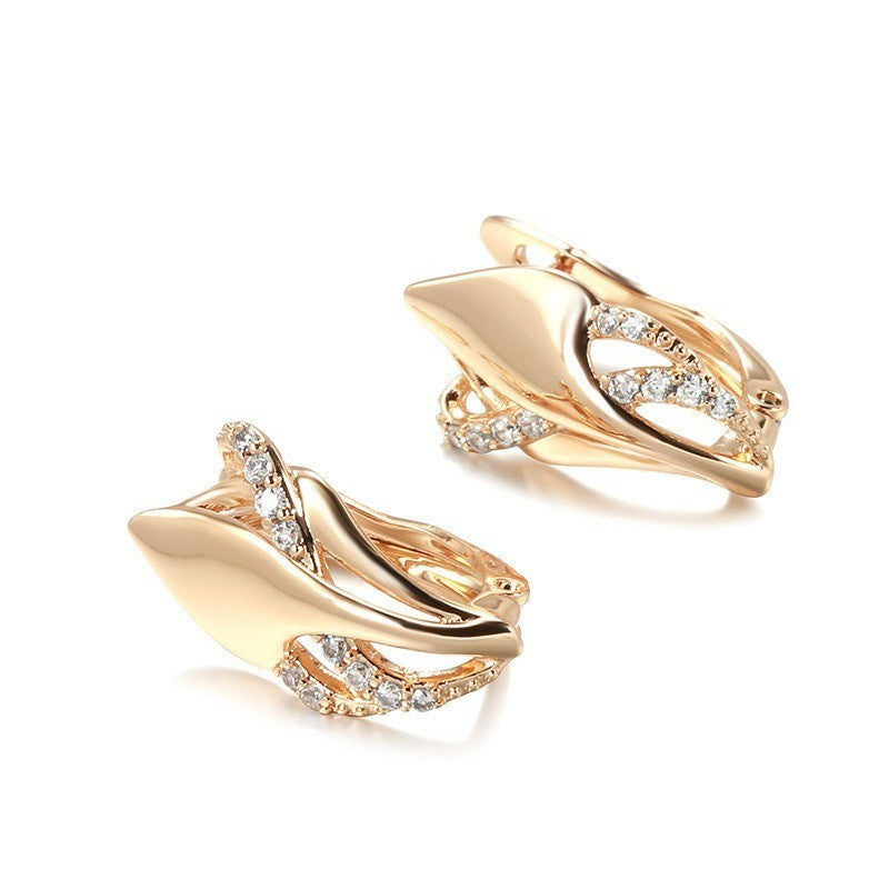 Luxus Ohrringe 585 Rolled Roségold überzogen mit CZ für Damen Geschenk7