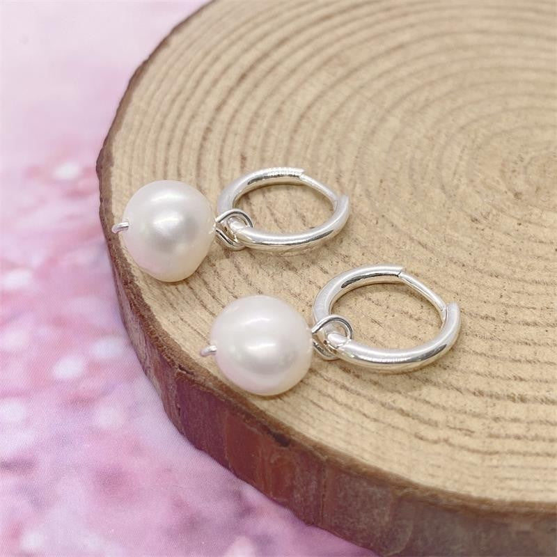 925S Silber Perle Ohrringe unregelmäßige Perle ohrringe kreuzgrenze heißer verk2
