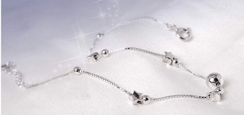 925er Sterling Silber-Fußkettchen mit Stern- und Mond Motiv1