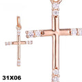 Damen Unisex Lateinischer Kreuz anhänger in 585 Roségold plattiert Modeschmuck0