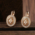 Luxus Damen Ohrringe Rosegold, vergoldet, mit simulierten Diamanten, Oval Forme0