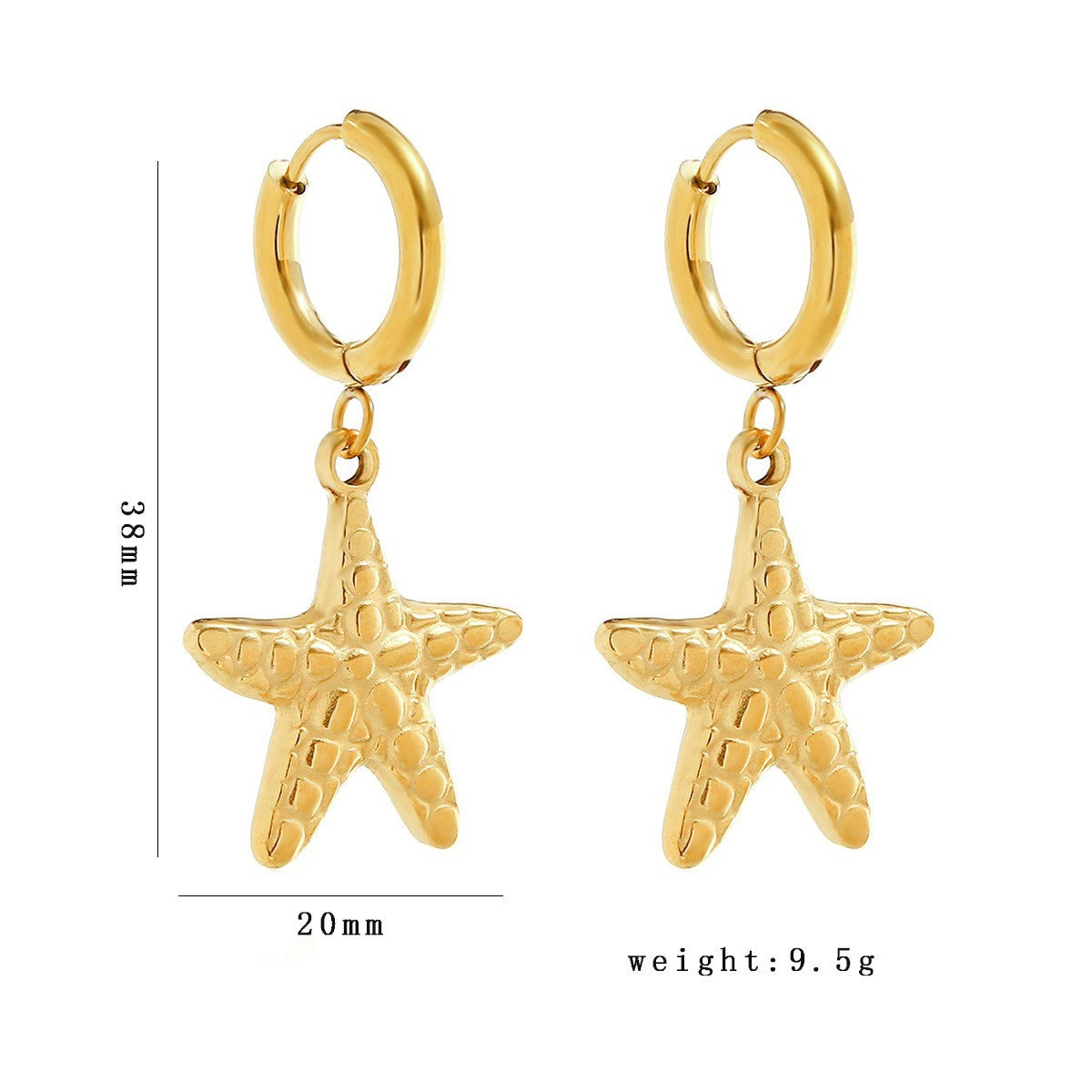 Edelstahl Damen Ohrringe Creole Seestern 18K Gold HighEnd galvanisierte Schmuck1