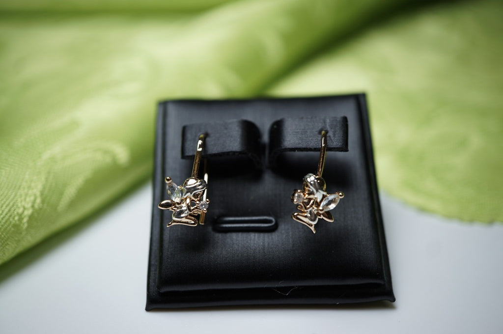 Baby-Engel-Ohrringe mit Drahthaken in zweifarbiger Vergoldung (vergoldet)9