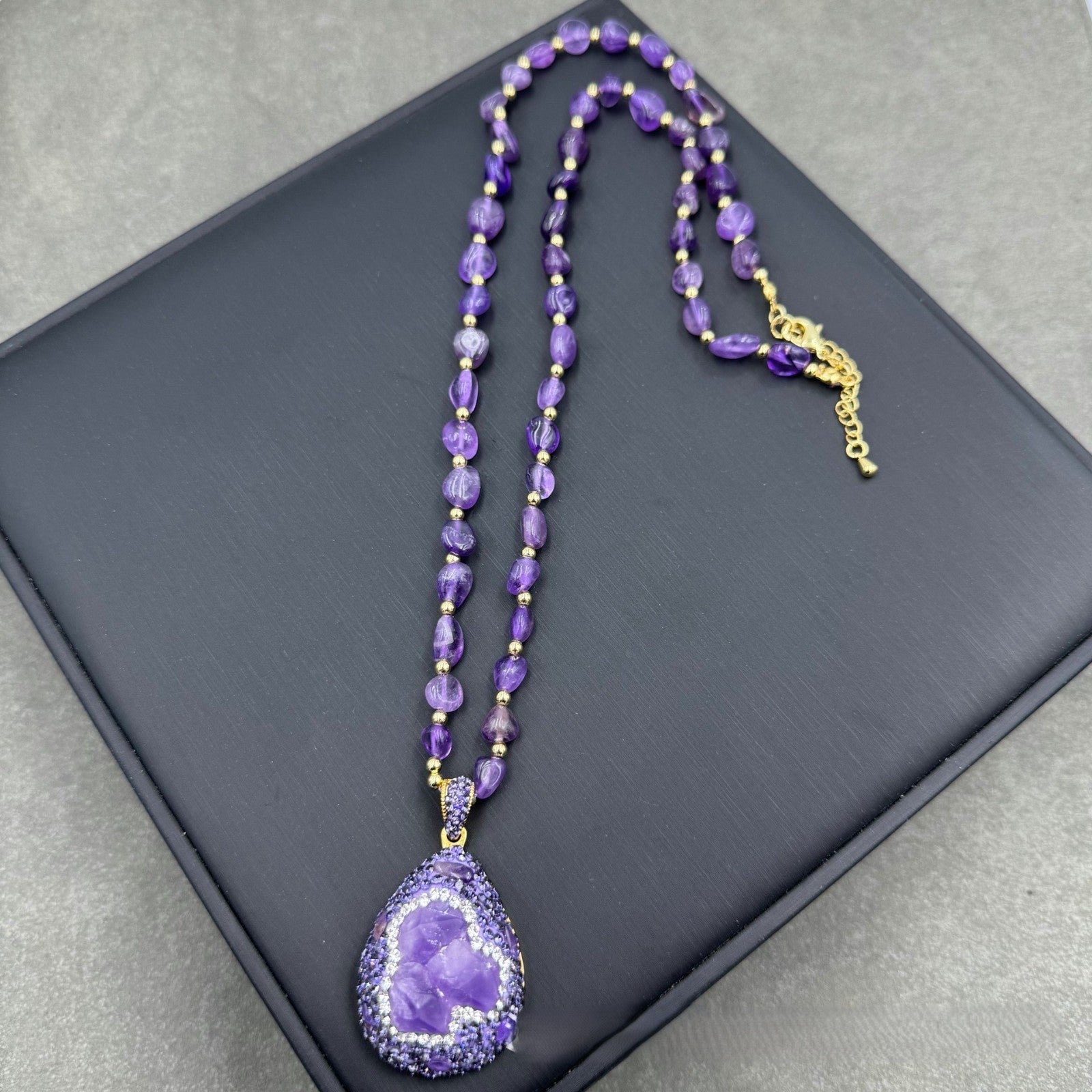 Natürlicher roher Amethyst Set  Kettenset  Luxus3