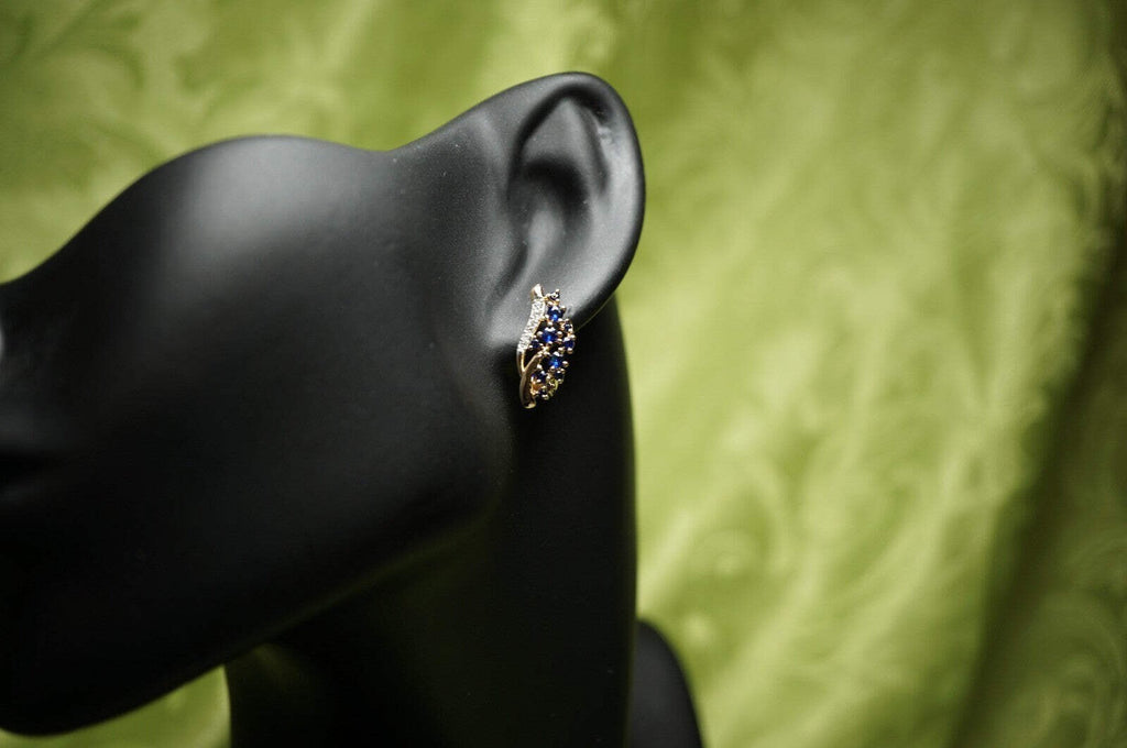Damen Ohrringe blaue und weiße Blumen mit Zirkonia in Roségold (vergoldet)11