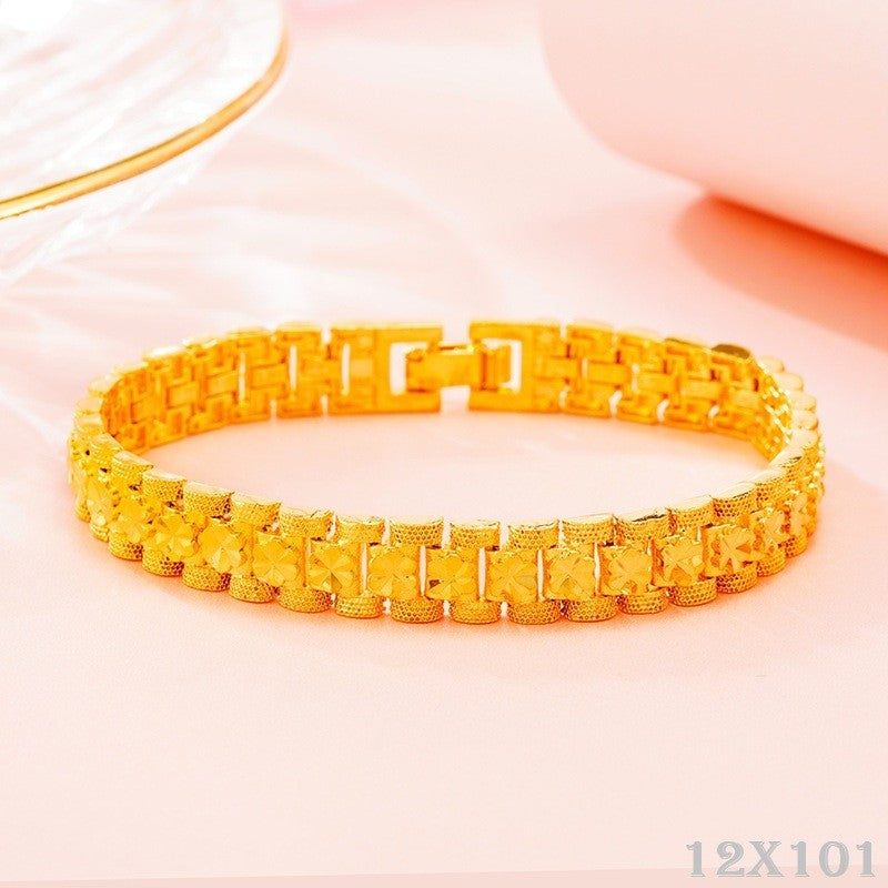 Armband Armreif Gold 24K Damen Herren robuste und farbbeständige Uhrenschließe6