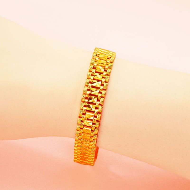 Herren Armband Armbanduhrkette Sandgoldschmuck in Tankform aus 24K Goldimitat,1