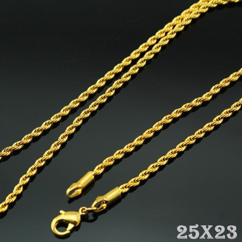 Halskette Kordelkette 18 Karat Gold vergoldetem Messing mit gedrehter Kette, ein1