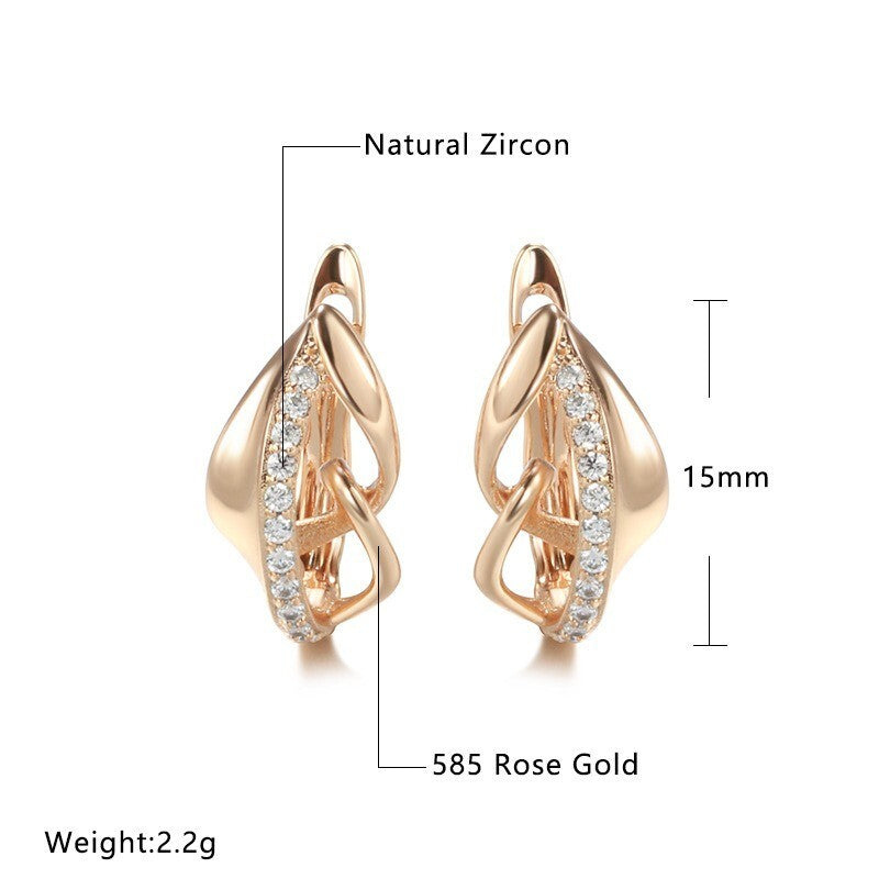 Luxus Ohrringe 585 Rolled Roségold überzogen MicroIntarsien Zirkon für Damen1