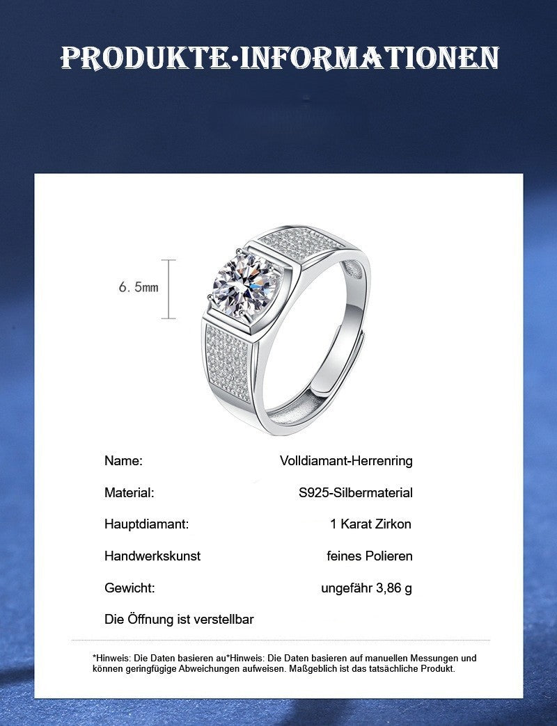 925 Sterling Silber Herren Ring mit 1 Karat Zirkonia, : Klassisch, kraftvoll7