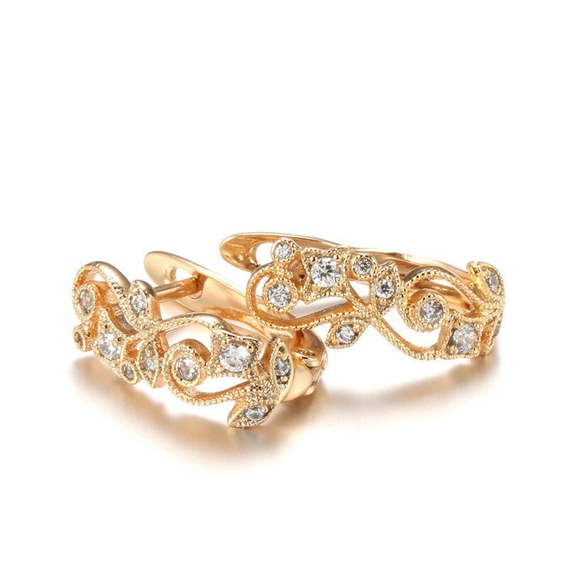 Luxus Ohrringe 585 Rolled Roségold überzogen Blumen CZ für Damen Geschenk3