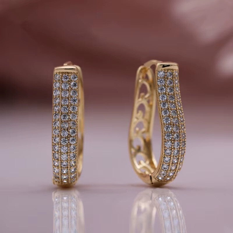 Luxus Ohrringe Creolen Zirkonia Kristallen Gold 14K vergoldet bunt11