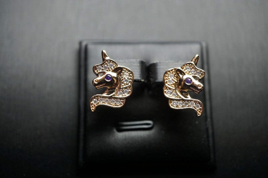 Einhorn-Ohrringe mit Rosegold vergoldet für Mädchen9