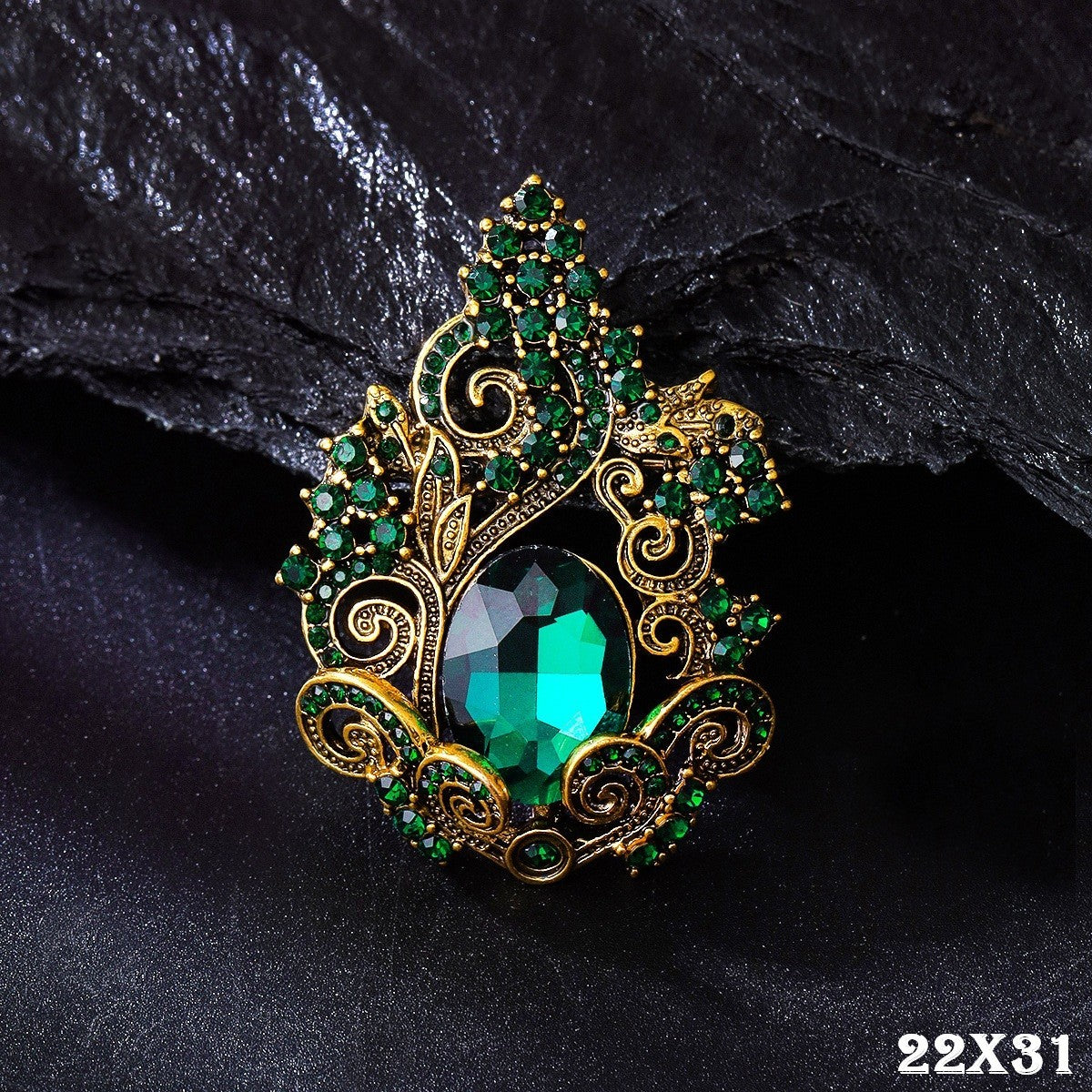Hochwertige Damen Brosche Grüner Steine leichtes Luxuskleid, Corsage, Zubehör f0