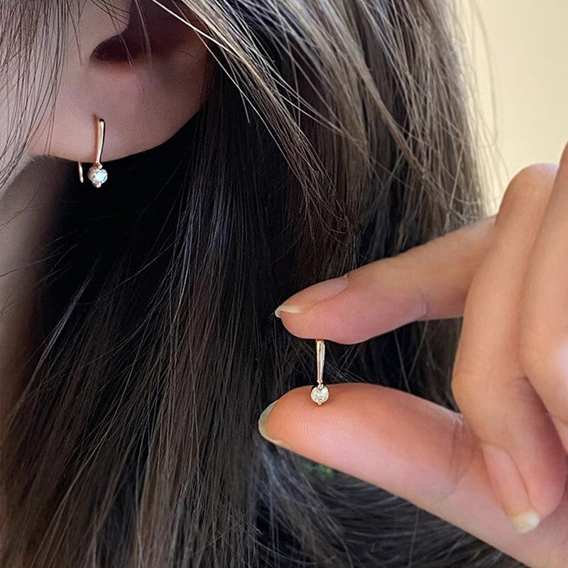 Damen eingelegte Zirkon Ohrringe täglich passende minimalistische kleine Ohrring3