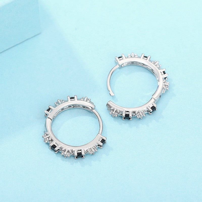 Ohrringe Creole 925er Sterling Silber Zirkonia für Damen, trendige Creolen6