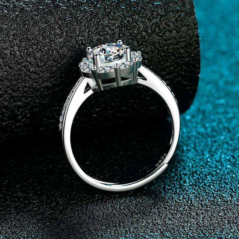 925S Silber Damen Ring vergoldet mit 950er Gold und Zirkon, vierzackiger runder1