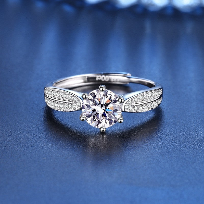 925er Sterlingsilber Damen Ring, 1Karat Zirkon, Star QueenRing offener Diamant0