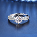 925er Sterlingsilber Damen Ring, 1Karat Zirkon, Star QueenRing offener Diamant0