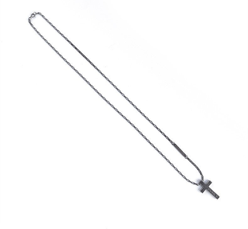Luxus Titanstahl Kreuz Halskette 70cm Glaube Macht Retro Silber Halskette Männer12