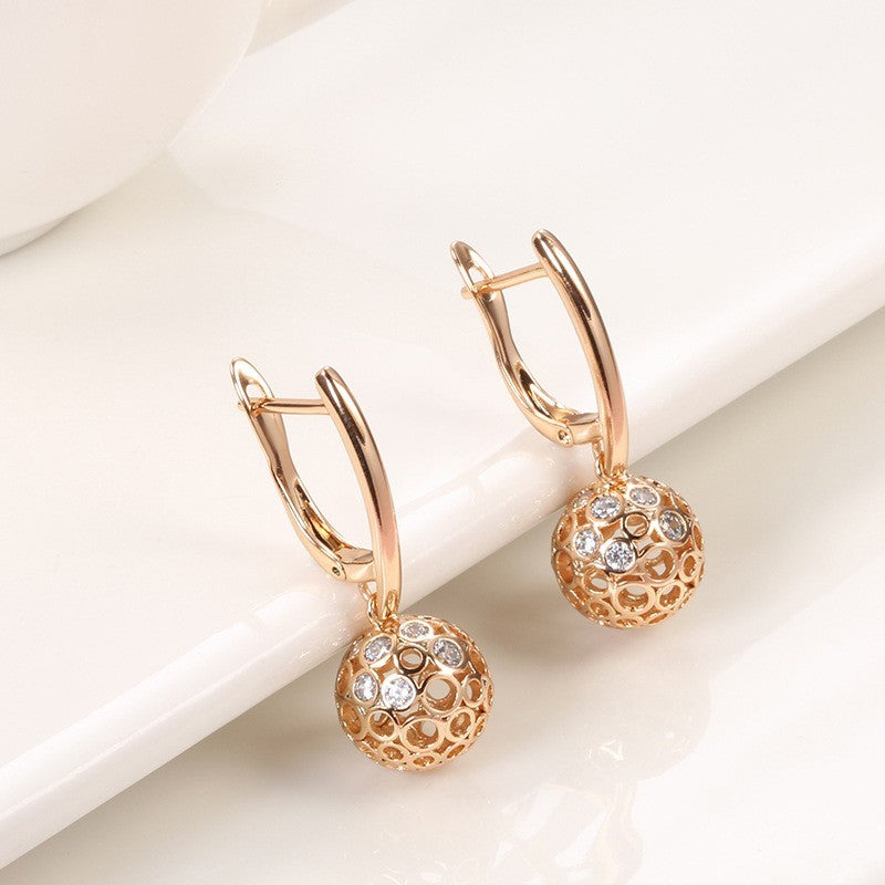 Damen Ohrringe Kugelohrringe 585RG Roségold, mit natürlichen Zirkonia6