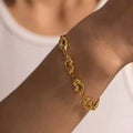 Luxus Damen Armband Edelstahl 18Kvergoldet Armreifen Vulkan Muster unregelmäßige0