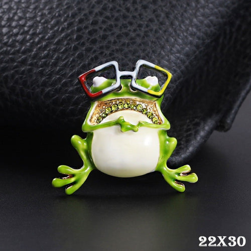 Niedliche Brosche mit öltropfendem Frosch und Brille, CartoonBrosche aus Legier0
