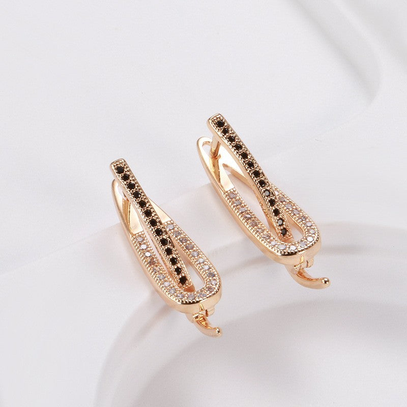 Luxus Damen Ohrringe 585RG Roségold ZweiTon Zirkon Ohrringe KreuzGrenze Schmuc9