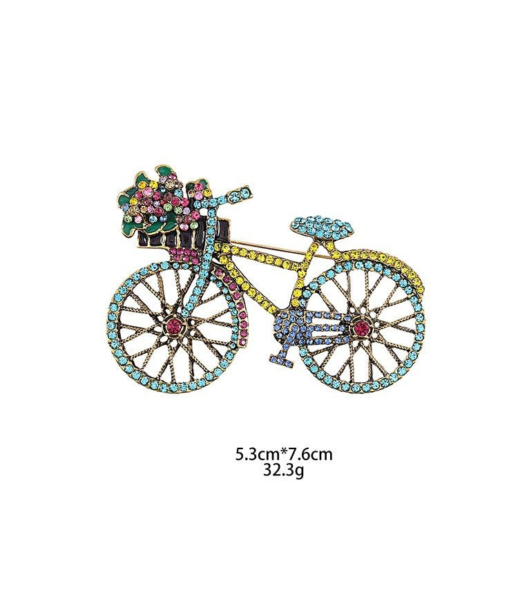 FahrradBrosche, KristallStrassBrosche für Damen, VintageFahrradabzeichen2