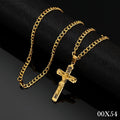 Gold Jesus Christus Kreuz Halskette Titanstahlkette, Legierungsanhänger Unisex0
