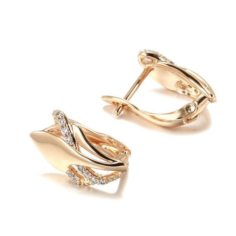 Luxus Ohrringe 585 Rolled Roségold überzogen mit CZ für Damen Geschenk6