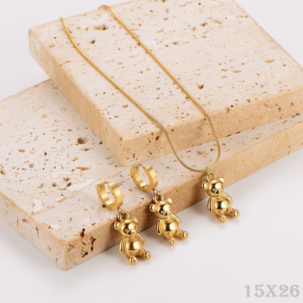 BärenOhrringSet Edelstahl Gold 18K kreativer und vielseitiger Schlangenknoch1