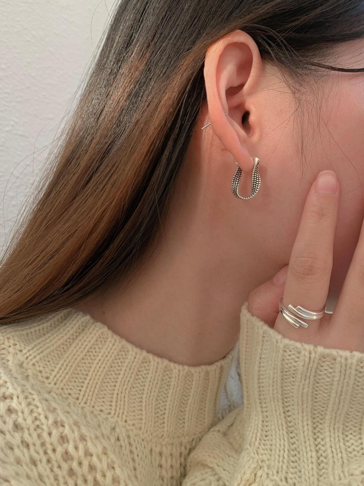 Luxus Damen 925S Ohrringe Creolen Sterling Silber 925 Plattiert Neu2