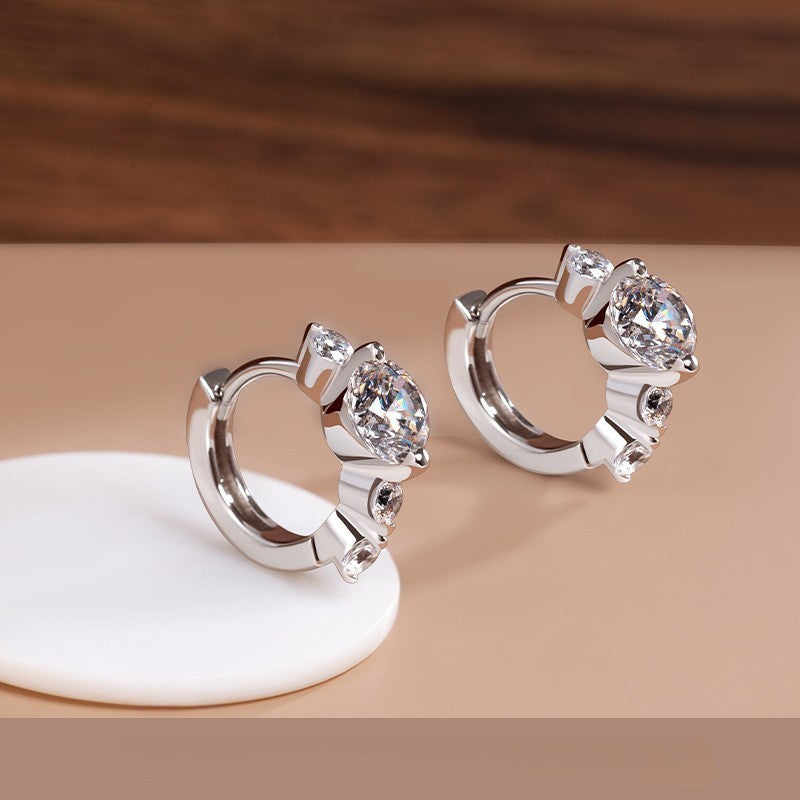 925S Silber Damen Ohrringe Creole Zirkonia funkelnde ZirkoniaCreolen, Schmuck3